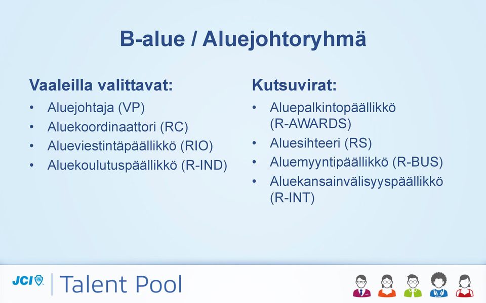 Aluekoulutuspäällikkö (R-IND) Kutsuvirat: Aluepalkintopäällikkö