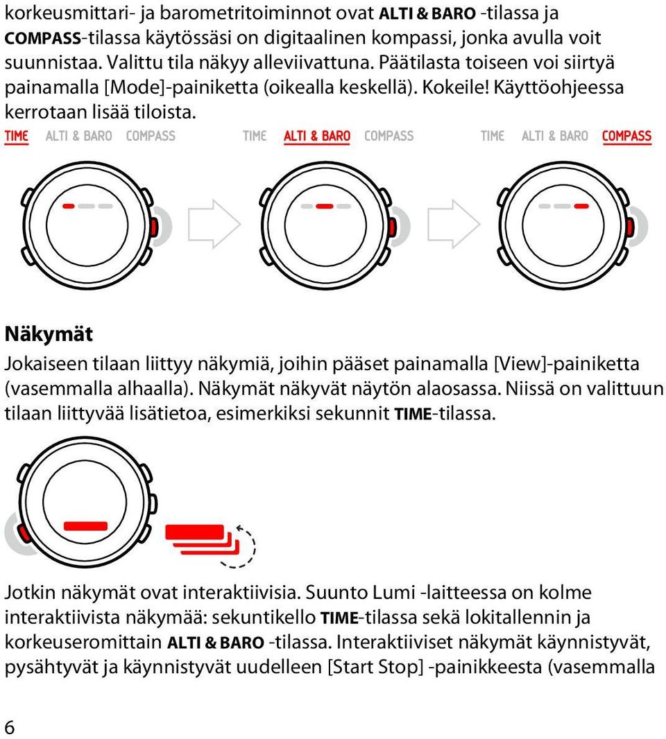 Näkymät Jokaiseen tilaan liittyy näkymiä, joihin pääset painamalla [View]-painiketta (vasemmalla alhaalla). Näkymät näkyvät näytön alaosassa.