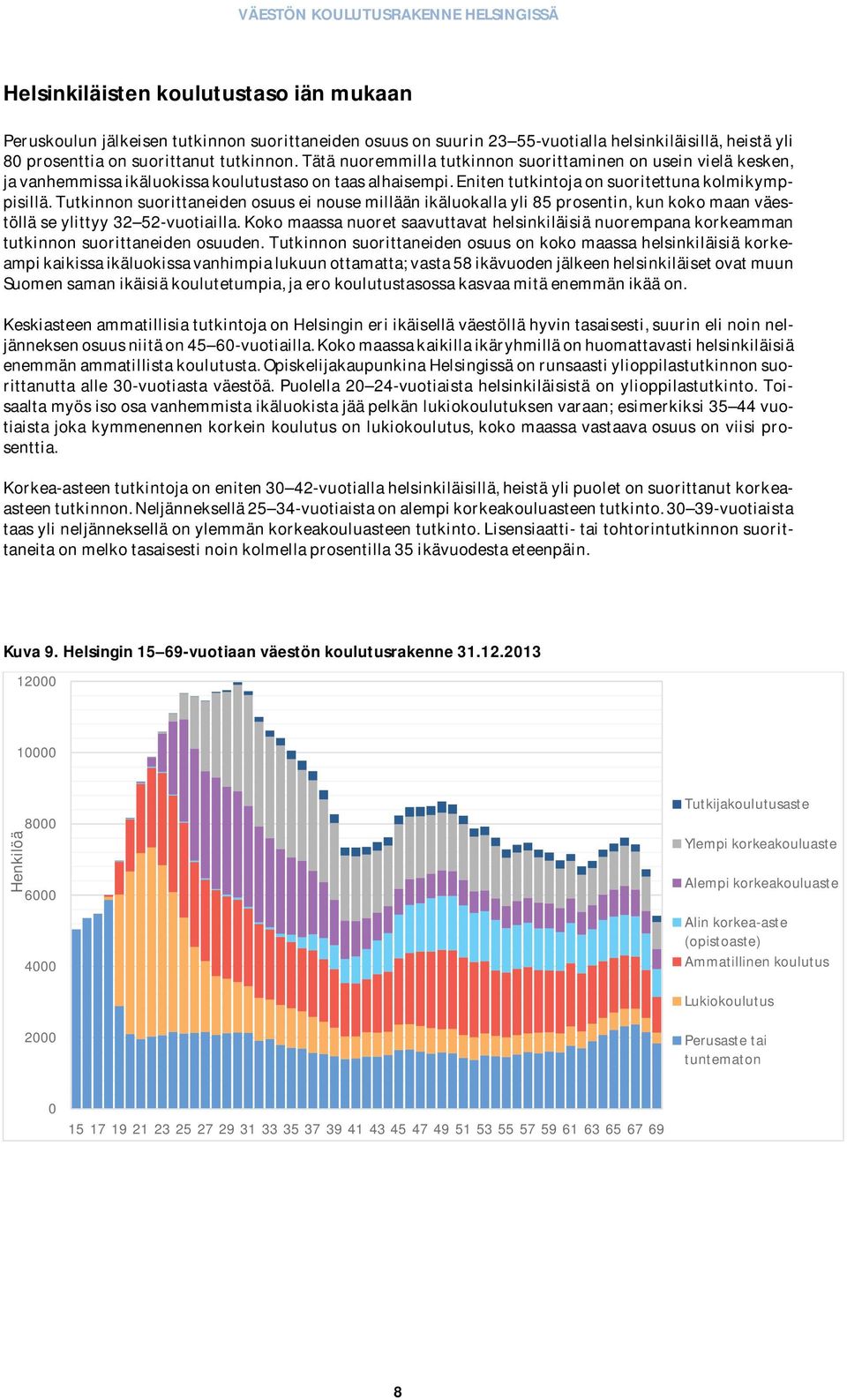 Tutkinnon suorittaneiden osuus ei nouse millään ikäluokalla yli 85 prosentin, kun koko maan väestöllä se ylittyy 32 52-vuotiailla.