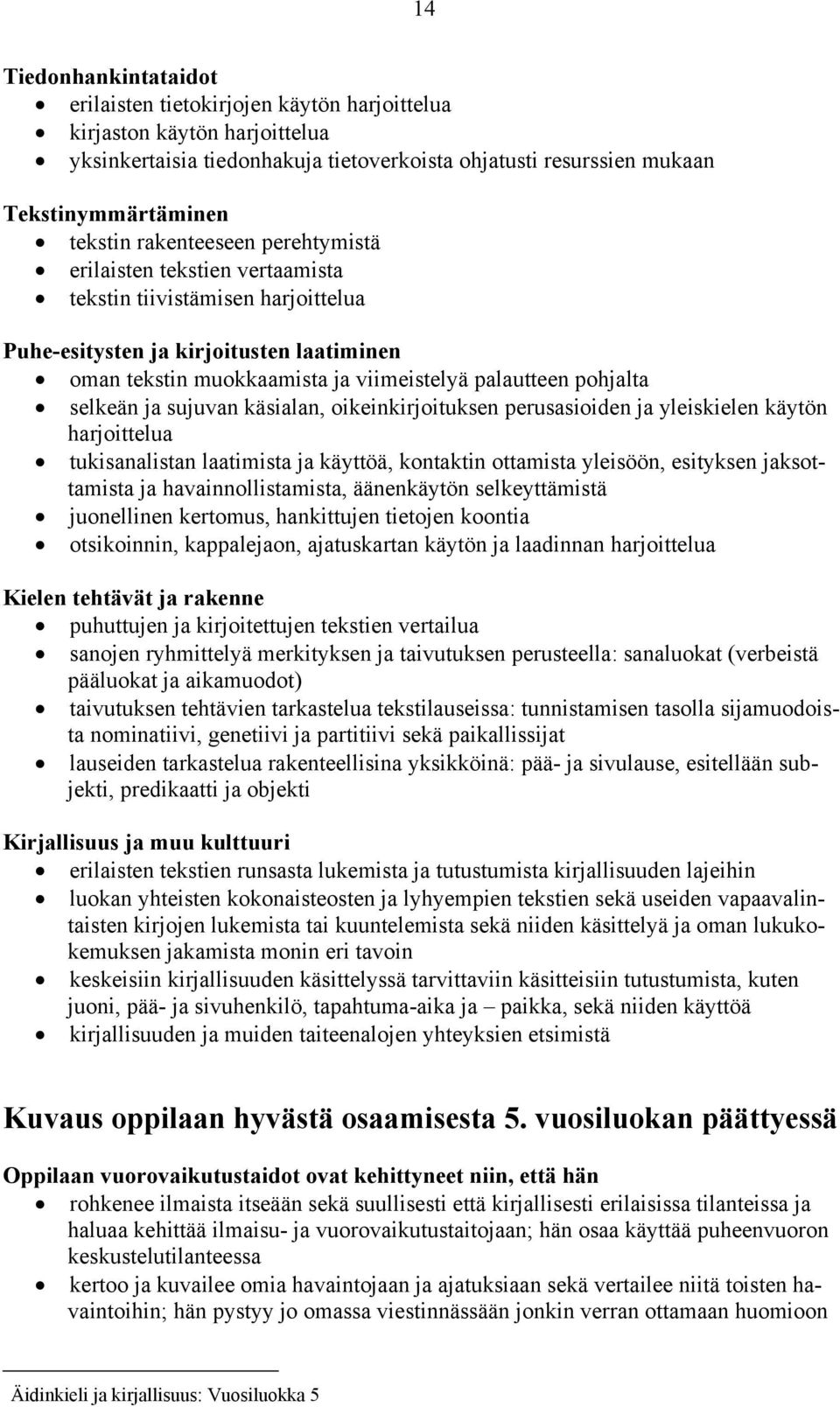 selkeän ja sujuvan käsialan, oikeinkirjoituksen perusasioiden ja yleiskielen käytön harjoittelua tukisanalistan laatimista ja käyttöä, kontaktin ottamista yleisöön, esityksen jaksottamista ja