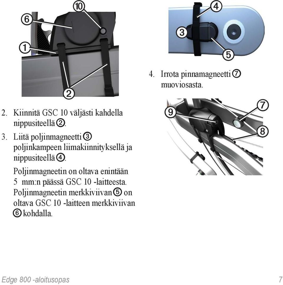 Poljinmagneetin on oltava enintään 5 mm:n päässä GSC 10 -laitteesta.