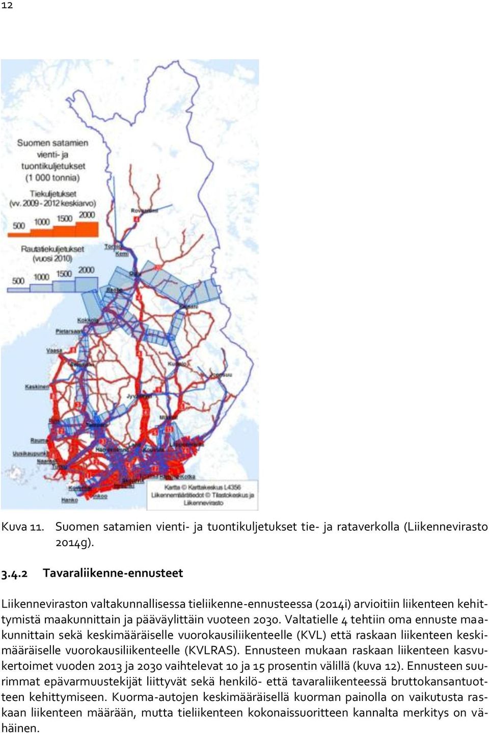 Valtatielle 4 tehtiin oma ennuste maakunnittain sekä keskimääräiselle vuorokausiliikenteelle (KVL) että raskaan liikenteen keskimääräiselle vuorokausiliikenteelle (KVLRAS).