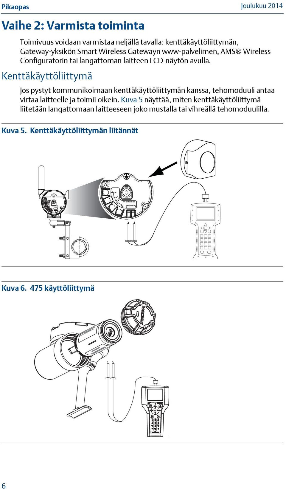 Kenttäkäyttöliittymä Jos pystyt kommunikoimaan kenttäkäyttöliittymän kanssa, tehomoduuli antaa virtaa laitteelle ja toimii oikein.