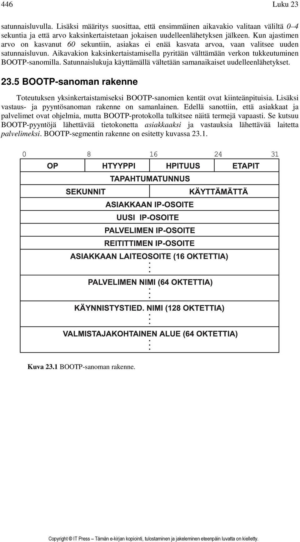 Aikavakion kaksinkertaistamisella pyritään välttämään verkon tukkeutuminen BOOTP-sanomilla. Satunnaislukuja käyttämällä vältetään samanaikaiset uudelleenlähetykset. 23.