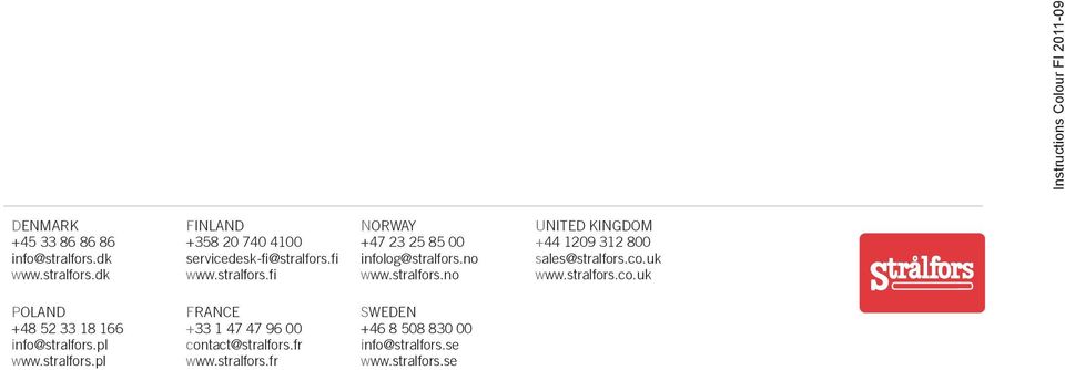 no www.stralfors.no united kingdom +44 1209 312 800 sales@stralfors.co.uk www.stralfors.co.uk Poland +48 52 33 18 166 info@stralfors.