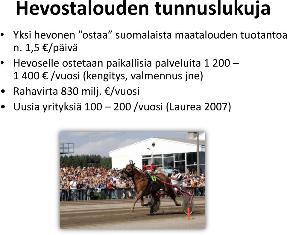 1,5 /päivä Hevoselle ostetaan paikallisia palveluita 1 200 1