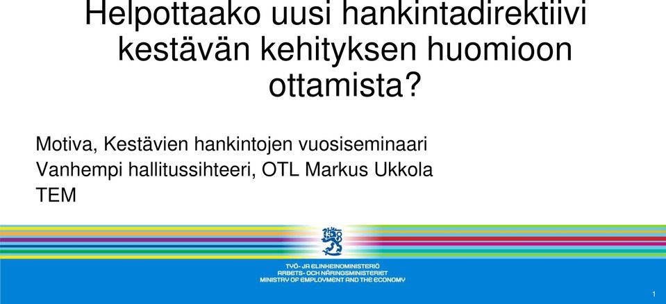Motiva, Kestävien hankintojen