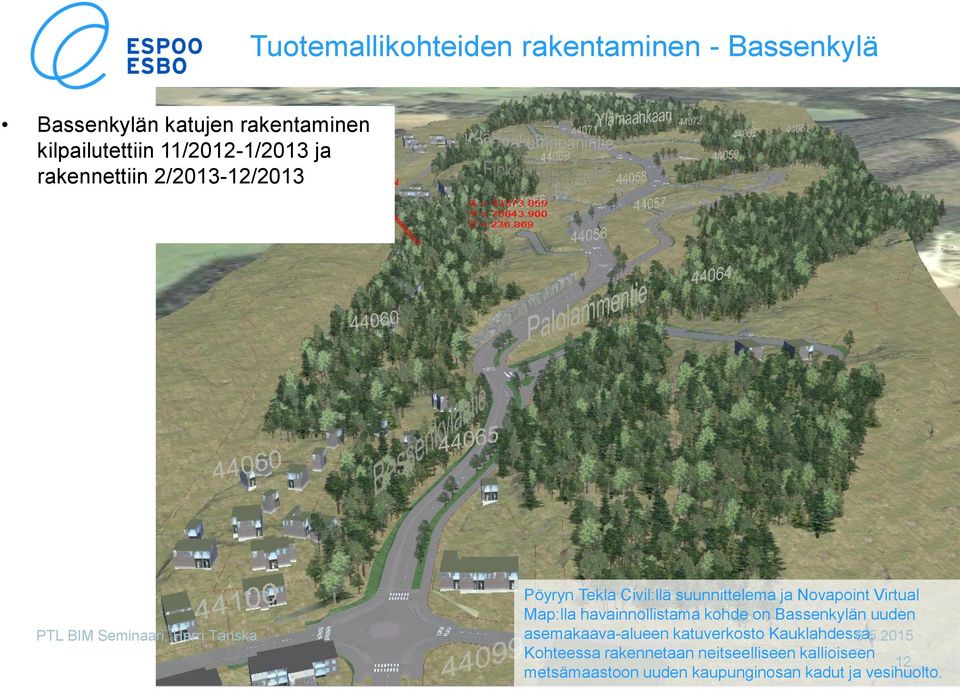 Virtual Map:lla havainnollistama kohde on Bassenkylän uuden asemakaava-alueen katuverkosto