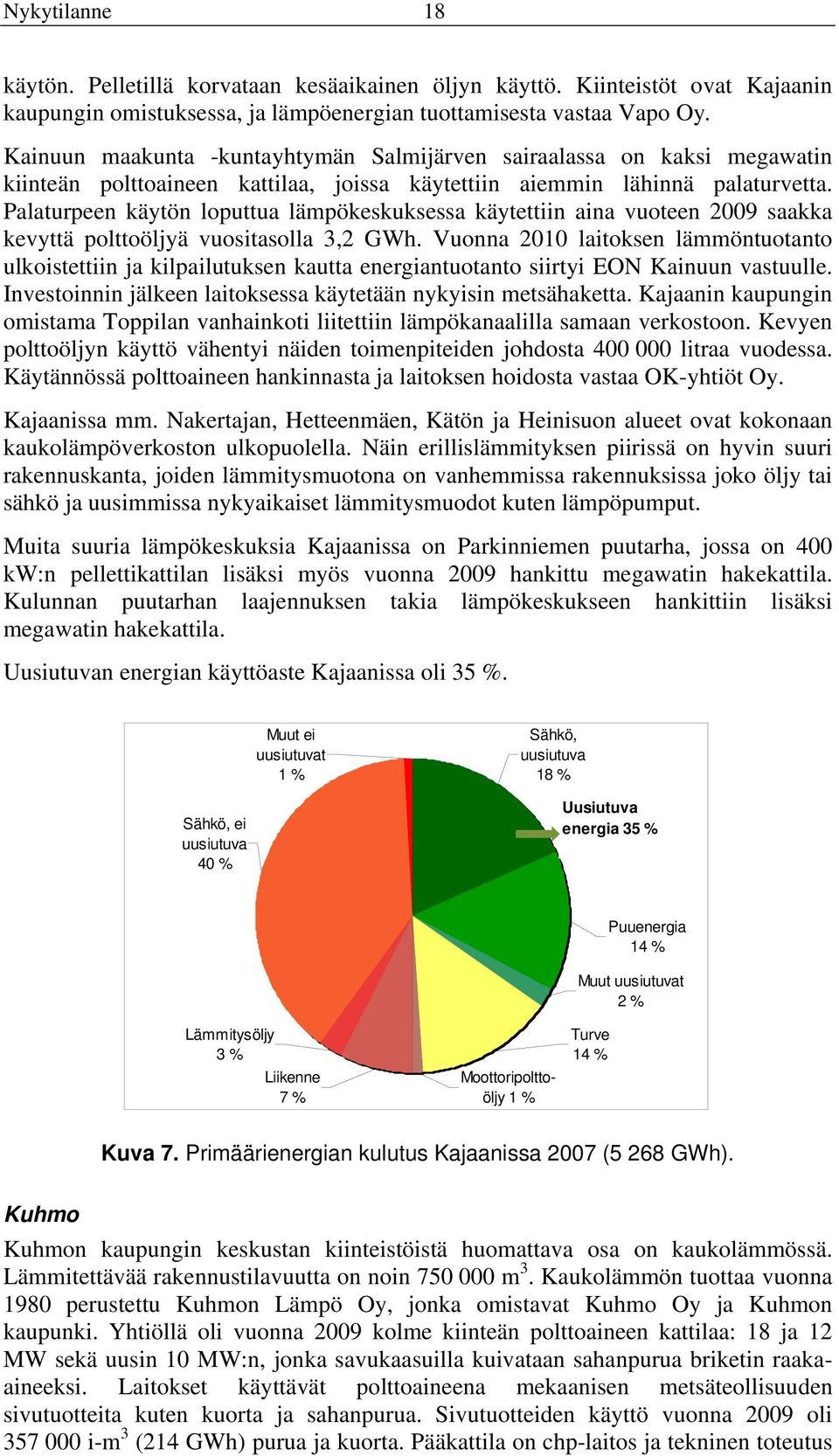 Palaturpeen käytön loputtua lämpökeskuksessa käytettiin aina vuoteen 2009 saakka kevyttä polttoöljyä vuositasolla 3,2 GWh.