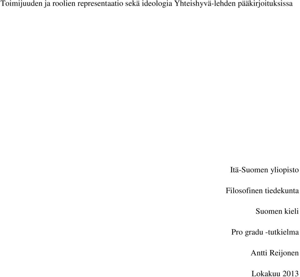 Itä-Suomen yliopisto Filosofinen tiedekunta