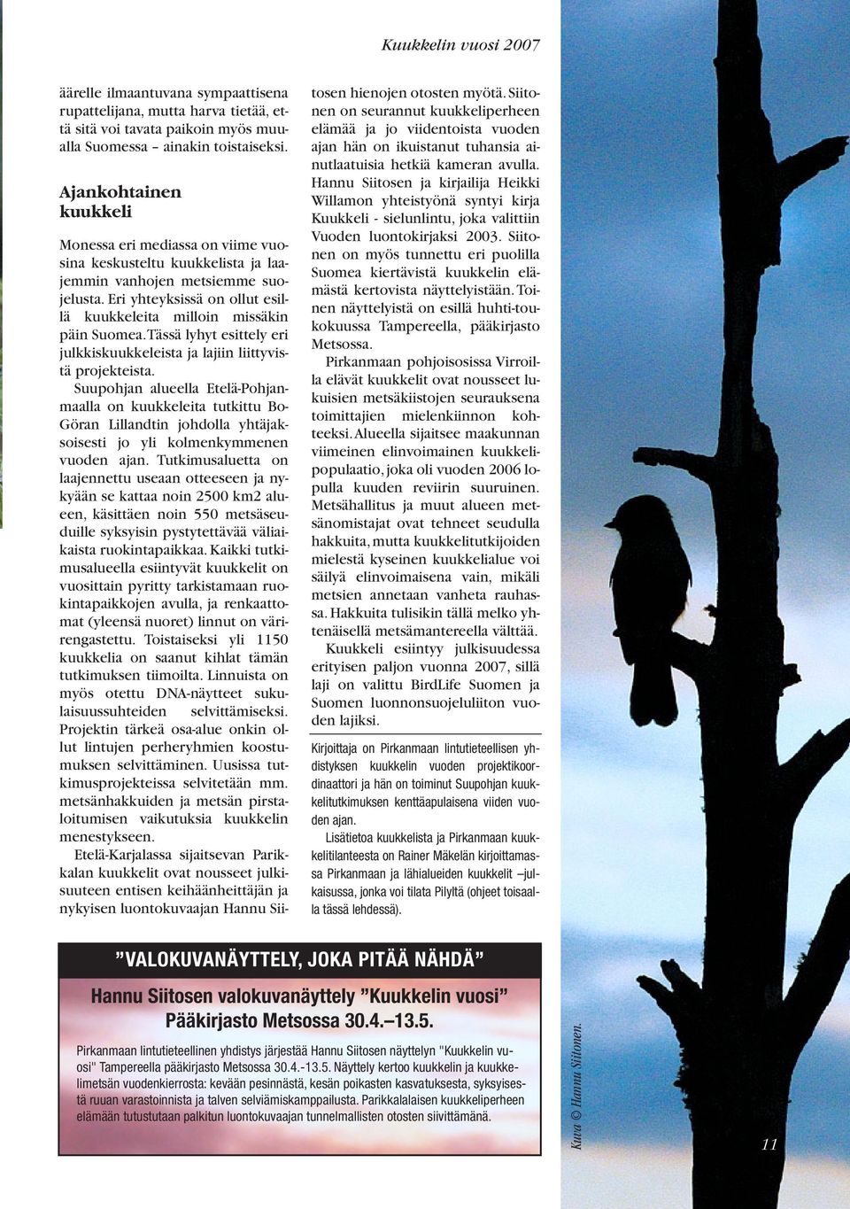 Eri yhteyksissä on ollut esillä kuukkeleita milloin missäkin päin Suomea.Tässä lyhyt esittely eri julkkiskuukkeleista ja lajiin liittyvistä projekteista.