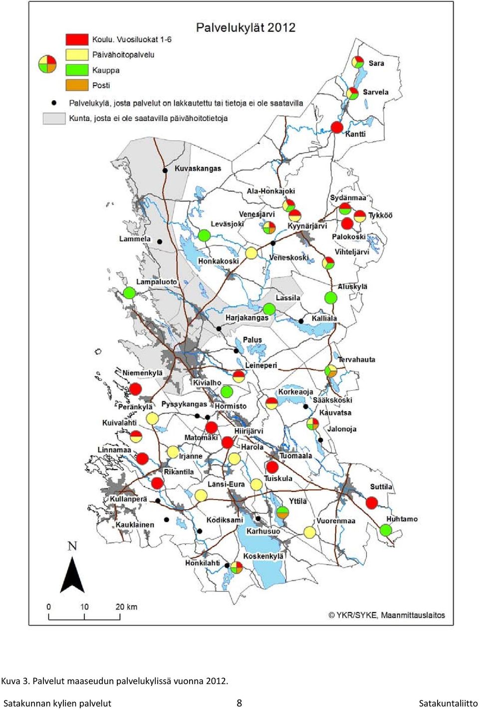 palvelukylissä vuonna