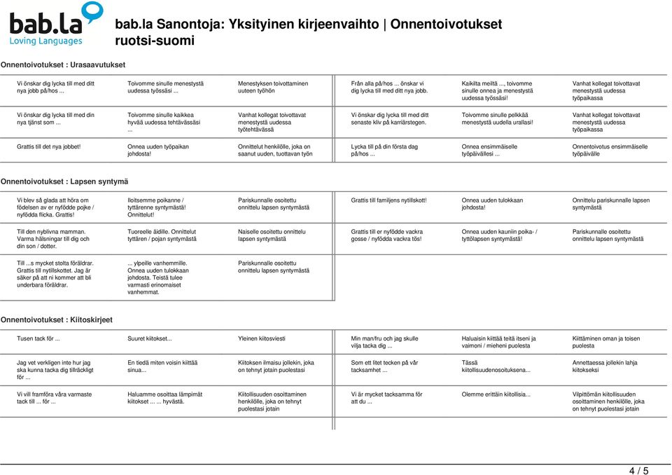 työpaikassa Vi önskar dig lycka till med din nya tjänst som Toivomme sinulle kaikkea hyvää uudessa tehtävässäsi työtehtävässä Vi önskar dig lycka till med ditt senaste kliv på karriärstegen.