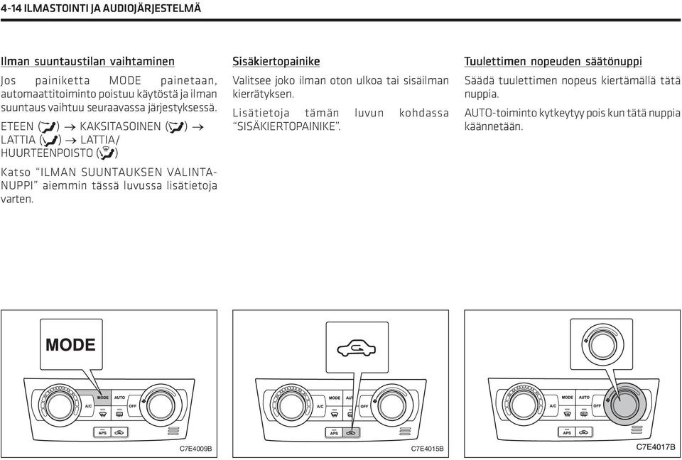 ETEEN (w) KAKSITASOINEN (e) LATTIA (q) LATTIA/ HUURTEENPOISTO (s) Katso ILMAN SUUNTAUKSEN VALINTA- NUPPI aiemmin tässä luvussa lisätietoja varten.