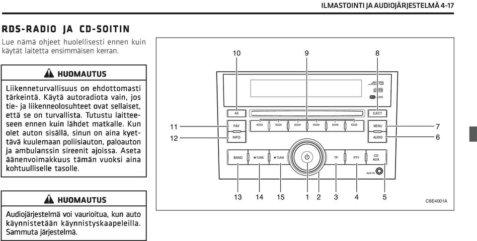 Kun olet auton sisällä, sinun on aina kyet- tävä kuulemaan poliisiauton, paloauton ja ambulanssin sireenit ajoissa.