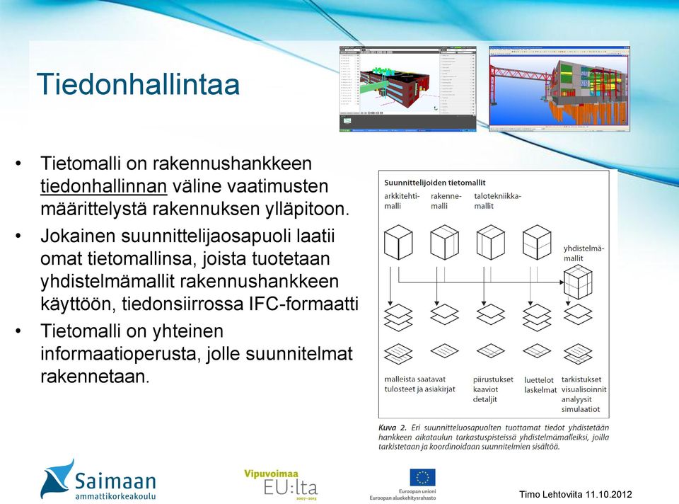 Jokainen suunnittelijaosapuoli laatii omat tietomallinsa, joista tuotetaan