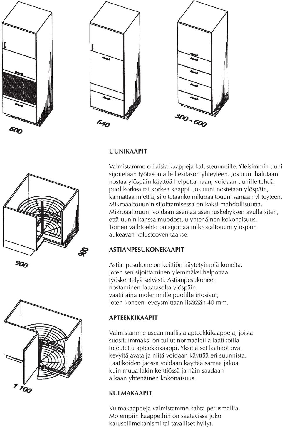Jos uuni nostetaan ylöspäin, kannattaa miettiä, sijoitetaanko mikroaaltouuni samaan yhteyteen. Mikroaaltouunin sijoittamisessa on kaksi mahdollisuutta.