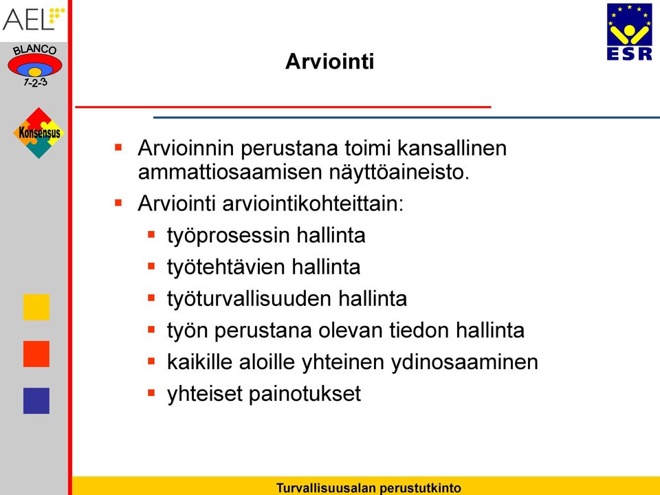 Arviointi arviointikohteittain: työprosessin hallinta työtehtävien