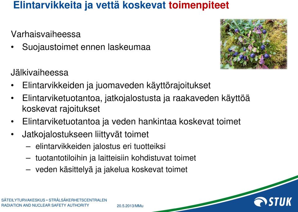 koskevat rajoitukset Elintarviketuotantoa ja veden hankintaa koskevat toimet Jatkojalostukseen liittyvät toimet