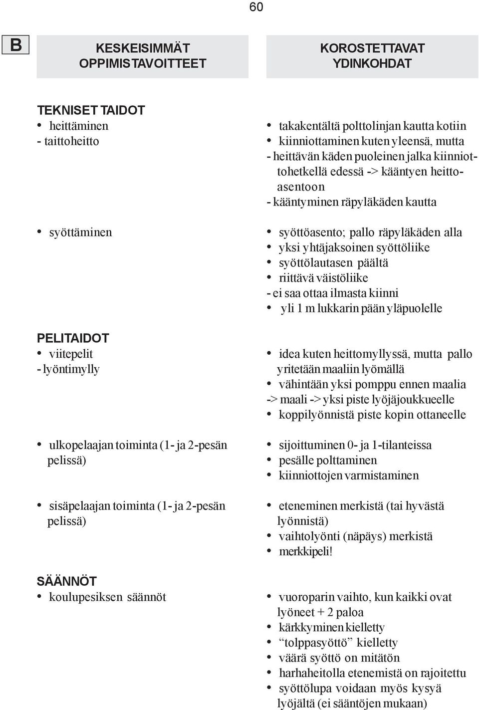 kiinniottohetkellä edessä -> kääntyen heittoasentoon - kääntyminen räpyläkäden kautta syöttöasento; pallo räpyläkäden alla yksi yhtäjaksoinen syöttöliike syöttölautasen päältä riittävä väistöliike -