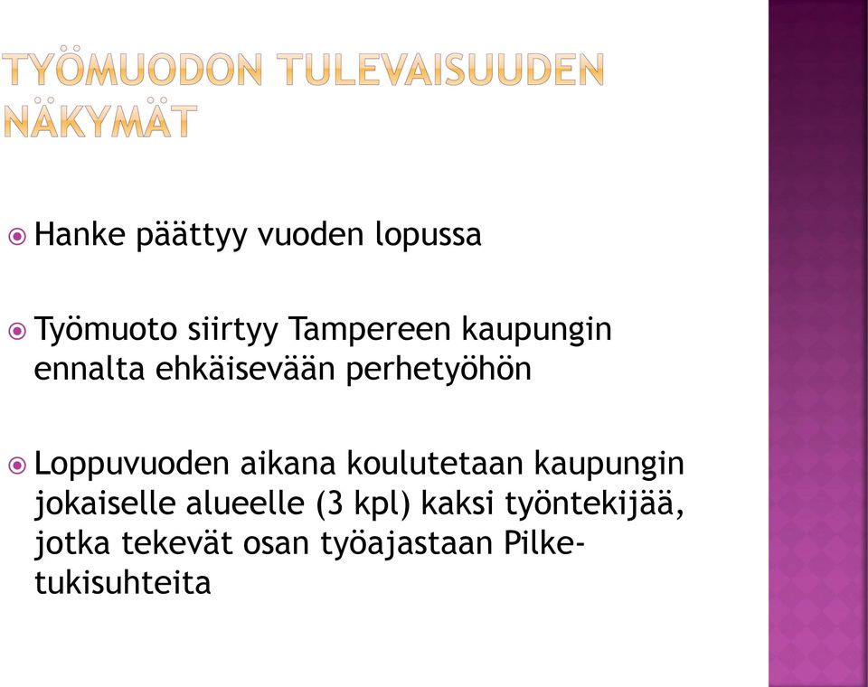 aikana koulutetaan kaupungin jokaiselle alueelle (3 kpl)