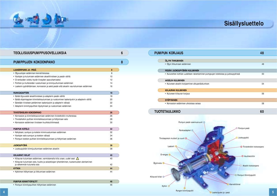 vaurioitumisen estäminen 16 RUNKOADAPTERI 18 Estää öljyvuodot akselitiivisteen ja adapterin pesän välillä 18 Estää ohjaintappien kiinnileikkautumisen ja ruostuminen laakeripukin ja adapterin välillä