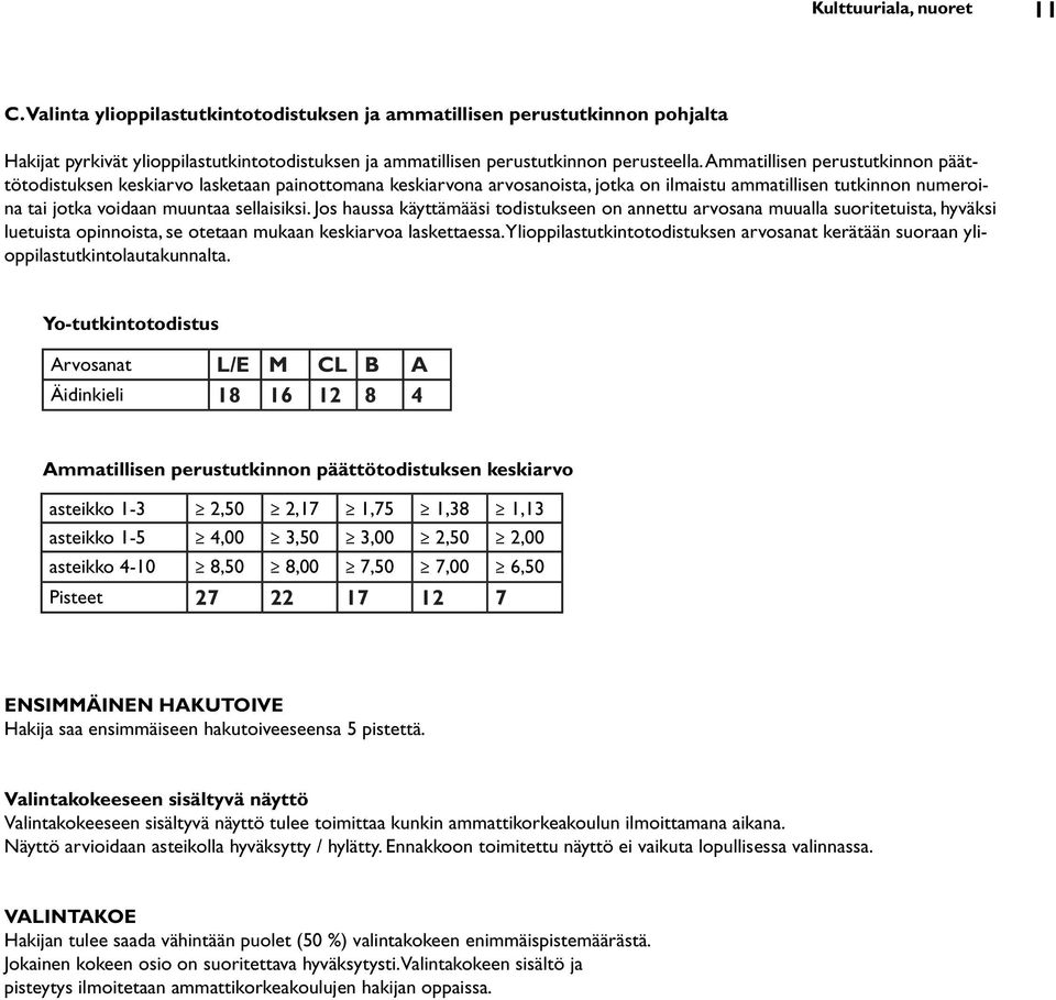 Jos haussa käyttämääsi todistukseen on annettu arvosana muualla suoritetuista, hyväksi luetuista opinnoista, se otetaan mukaan keskiarvoa laskettaessa.