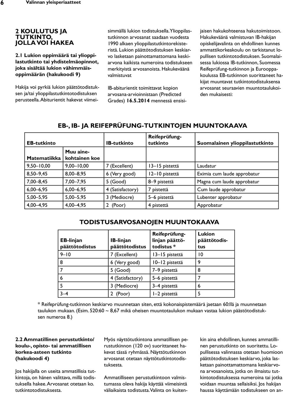 perusteella. Abiturientit hakevat viimeisimmällä lukion todistuksella. Ylioppilastutkinnon arvosanat saadaan vuodesta 1990 alkaen ylioppilastutkintorekisteristä.