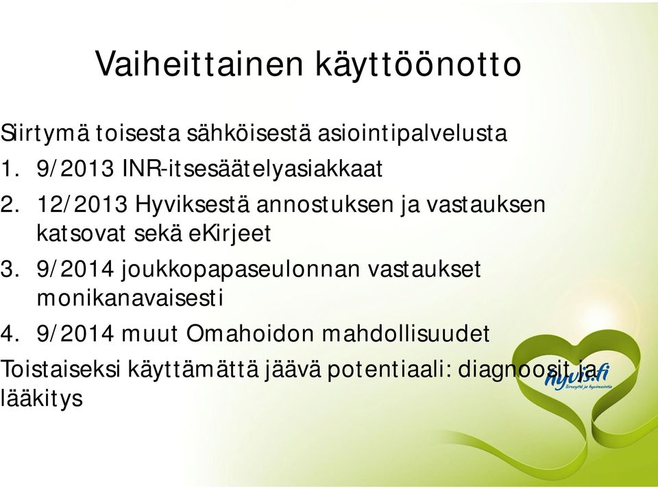 12/2013 Hyviksestä annostuksen ja vastauksen katsovat sekä ekirjeet 3.