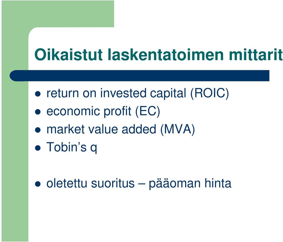 economic profit (EC) market value