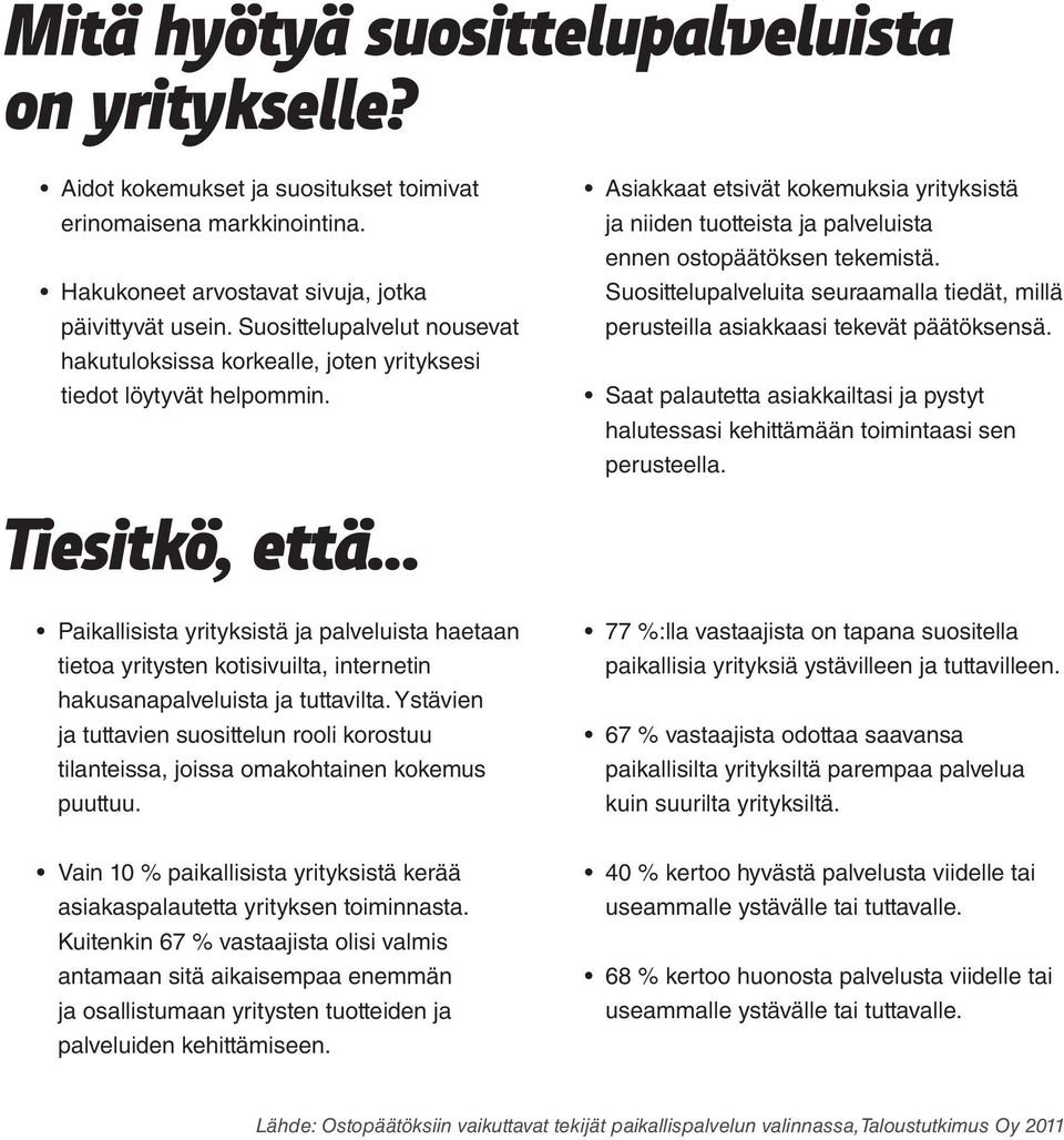 .. Paikallisista yrityksistä ja palveluista haetaan tietoa yritysten kotisivuilta, internetin hakusanapalveluista ja tuttavilta.