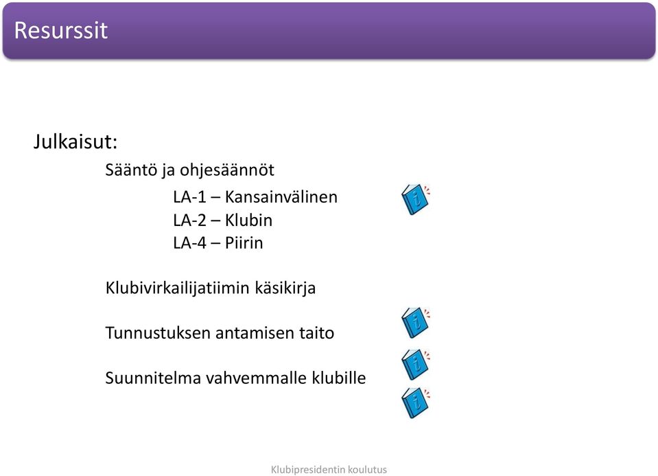 Klubivirkailijatiimin käsikirja Tunnustuksen