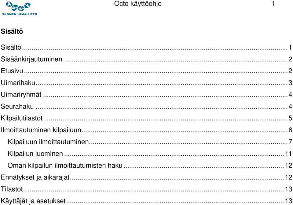 ..6 Kilpailuun ilmoittautuminen...7 Kilpailun luominen.