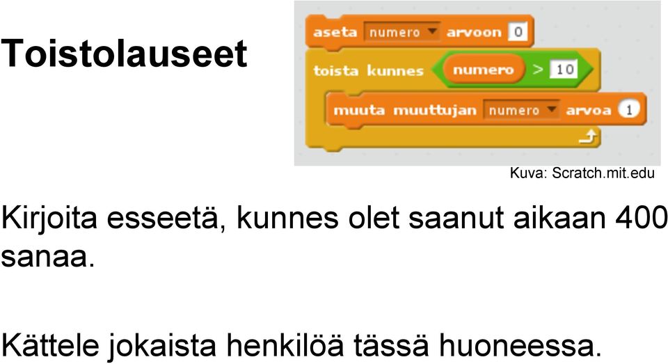 saanut aikaan 400 sanaa.