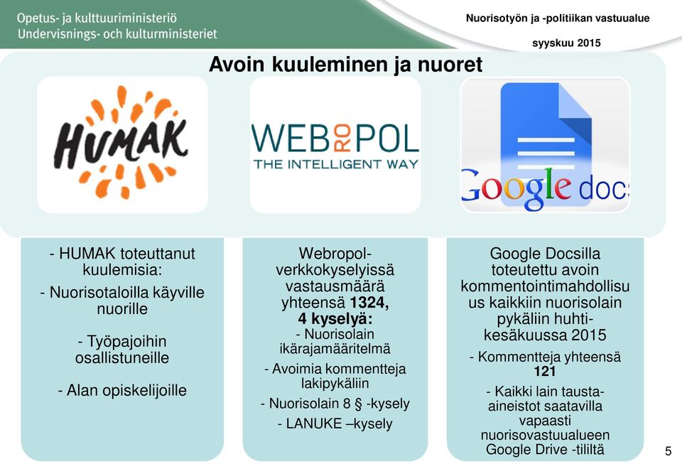 lakipykäliin - Nuorisolain 8 -kysely - LANUKE kysely Google Docsilla toteutettu avoin kommentointimahdollisu us kaikkiin nuorisolain