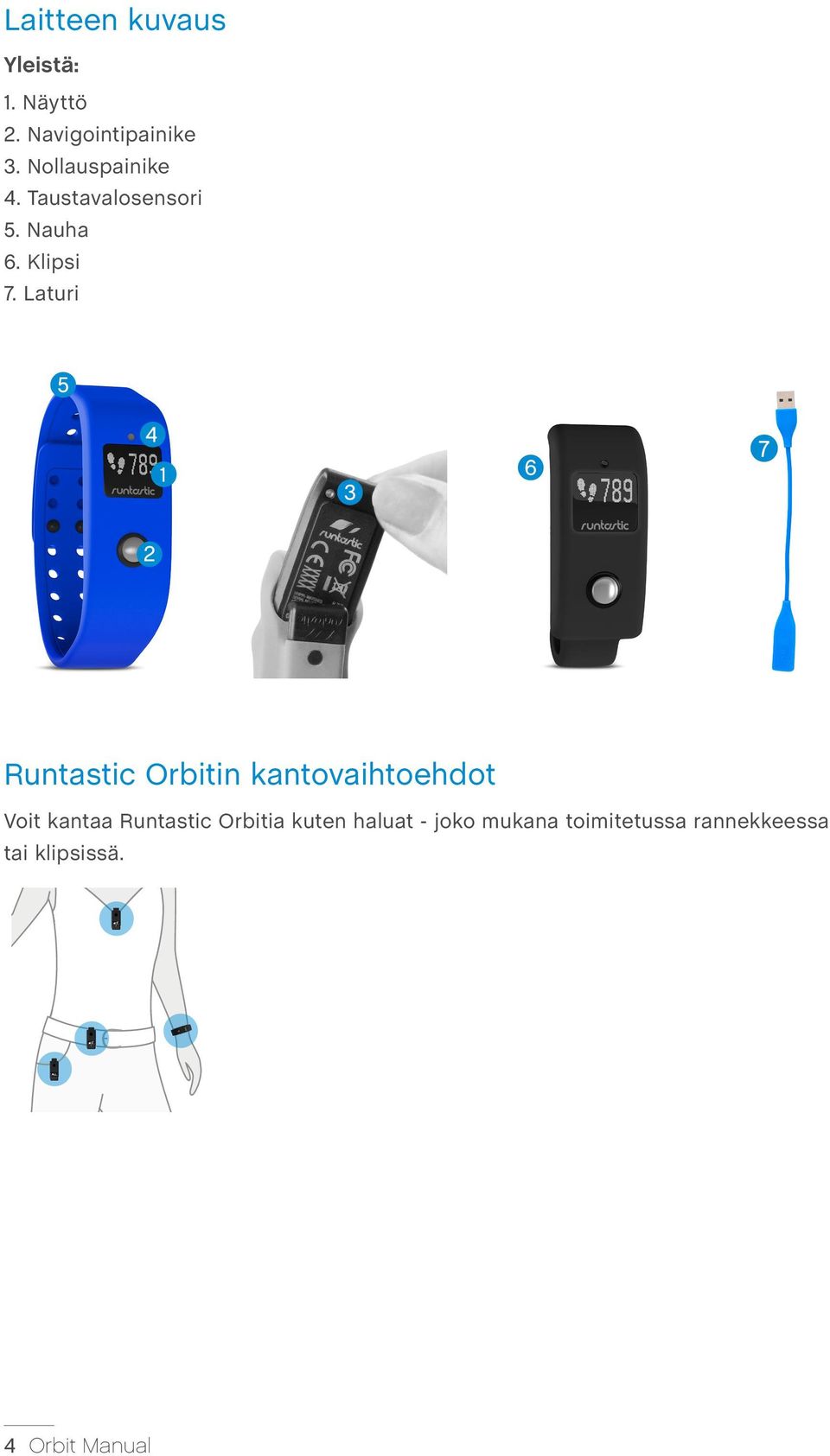 Laturi 1 Runtastic Orbitin kantovaihtoehdot Voit kantaa Runtastic