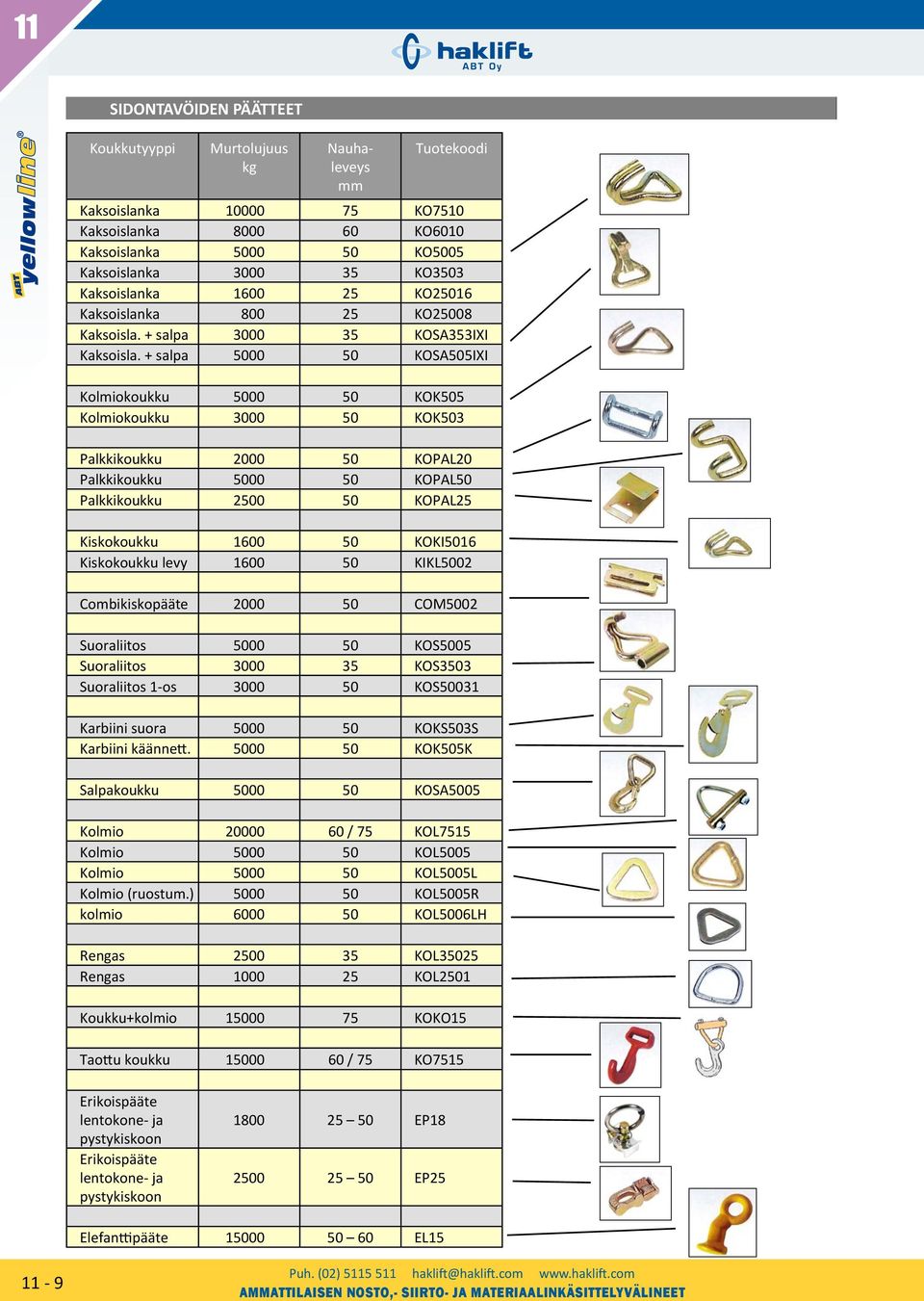 + salpa 5000 50 KOSA505IXI Koliokoukku 5000 50 KOK505 Koliokoukku 3000 50 KOK503 Palkkikoukku 2000 50 KOPAL20 Palkkikoukku 5000 50 KOPAL50 Palkkikoukku 2500 50 KOPAL25 Kiskokoukku 1600 50 KOKI5016