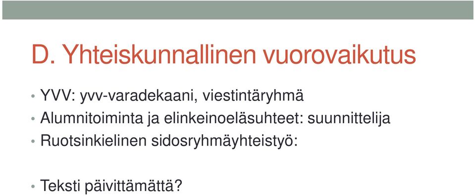 Alumnitoiminta ja elinkeinoeläsuhteet: