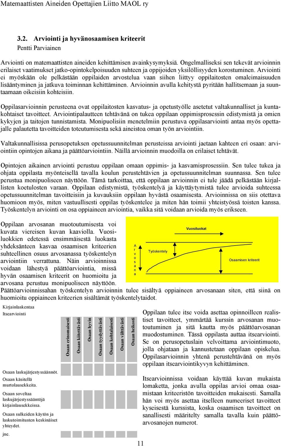 Arviointi ei myöskään ole pelkästään oppilaiden arvostelua vaan siihen liittyy oppilaitosten omaleimaisuuden lisääntyminen ja jatkuva toiminnan kehittäminen.