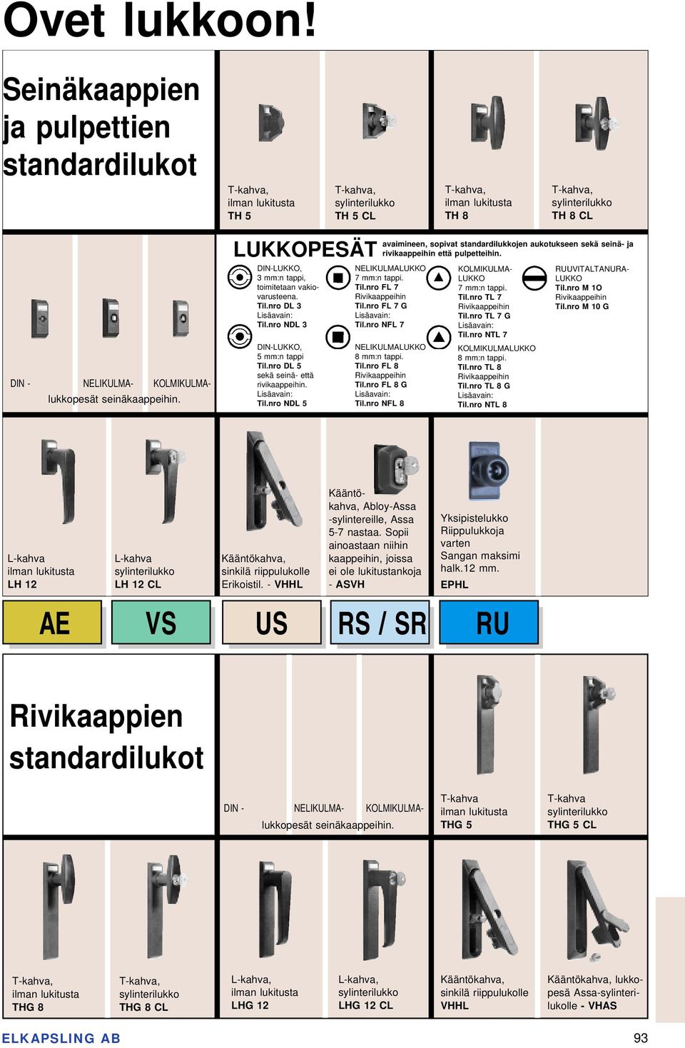 NELIKULMALUKKO 7 mm:n tappi. Til.nro FL 7 Til.nro FL 7 G Til.nro NFL 7 NELIKULMALUKKO 8 mm:n tappi. Til.nro FL 8 Til.nro FL 8 G Til.nro NFL 8 KOLMIKULMA- LUKKO 7 mm:n tappi. Til.nro TL 7 Til.