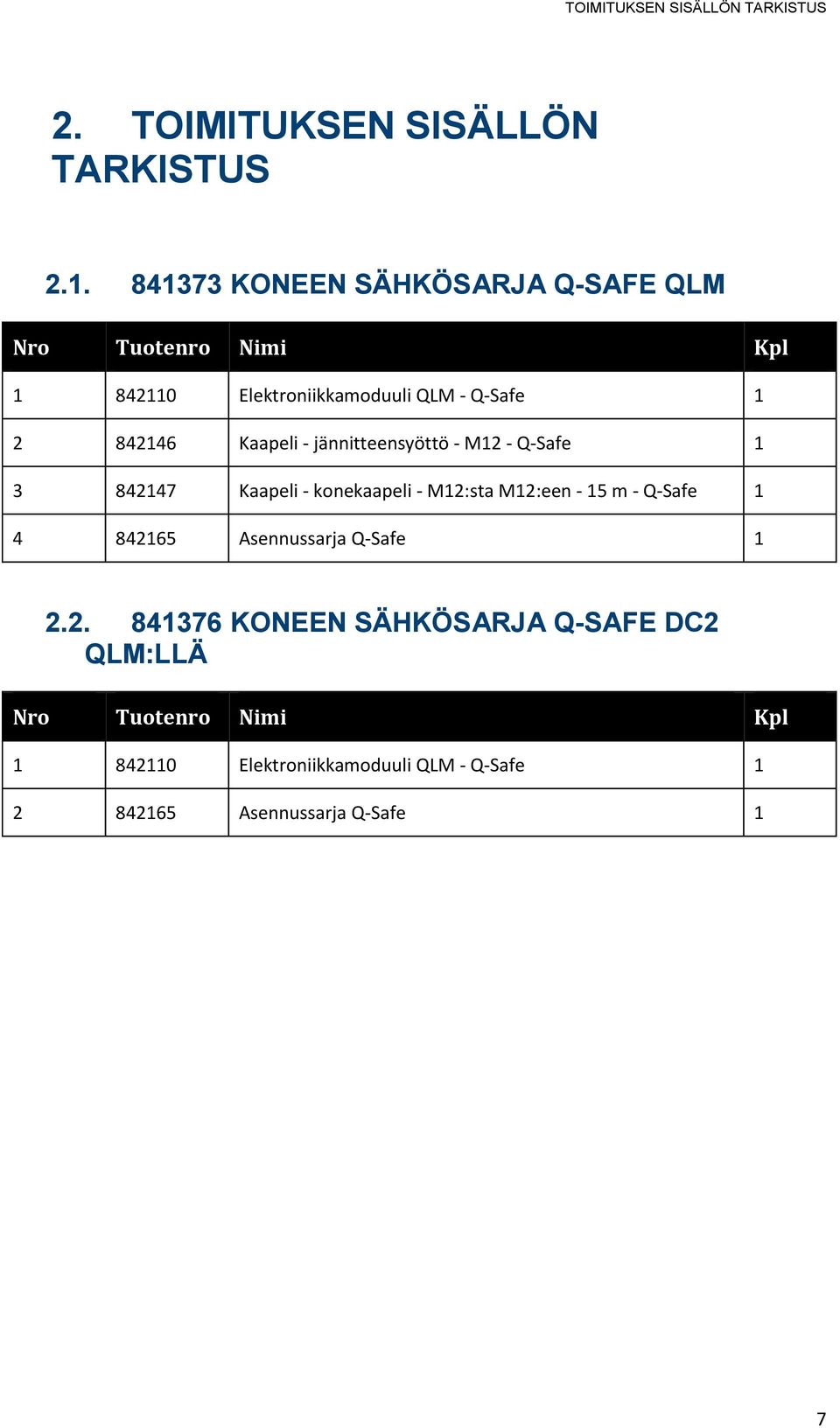 Kaapeli - jännitteensyöttö - M12 - Q-Safe 1 3 842147 Kaapeli - konekaapeli - M12:sta M12:een - 15 m - Q-Safe 1 4