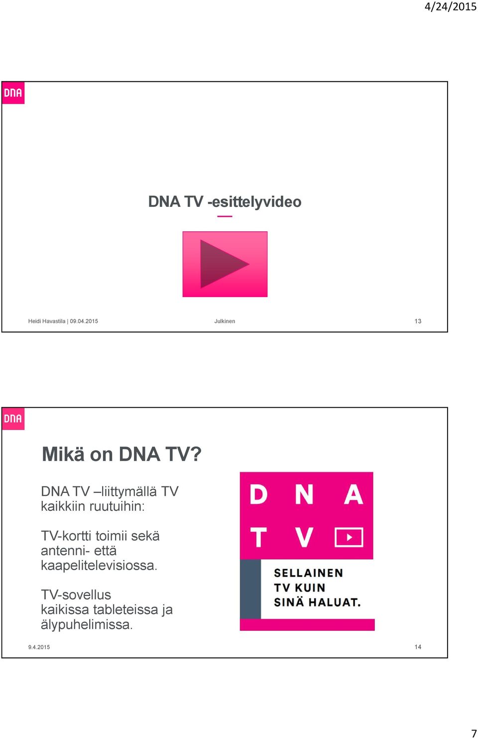 DNA TV liittymällä TV kaikkiin ruutuihin: TV-kortti toimii