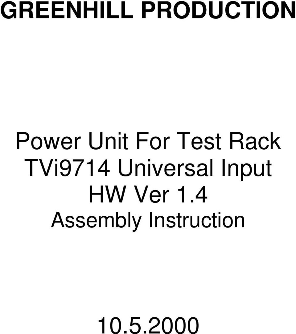 Universal Input HW Ver 1.