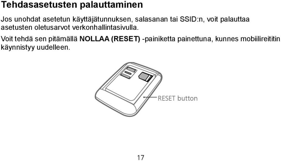 oletusarvot verkonhallintasivulla.