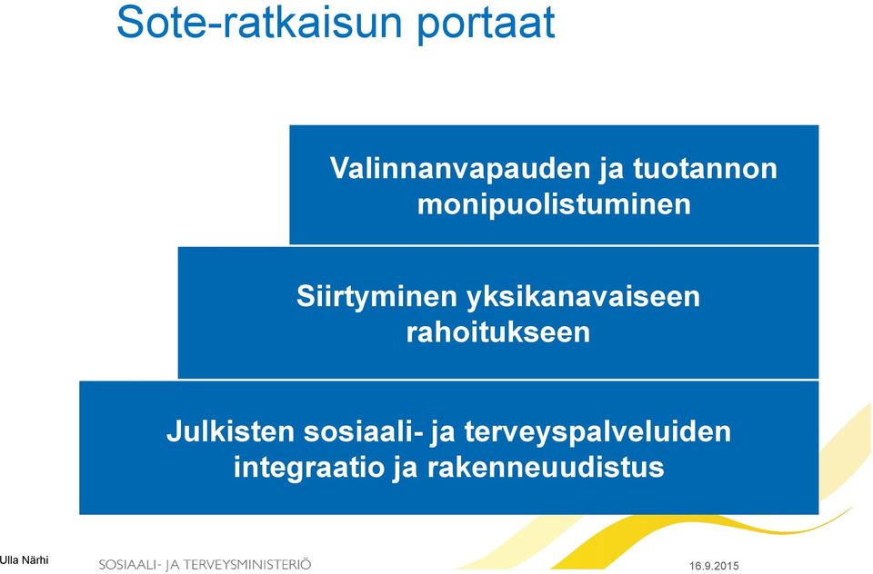 yksikanavaiseen rahoitukseen Julkisten