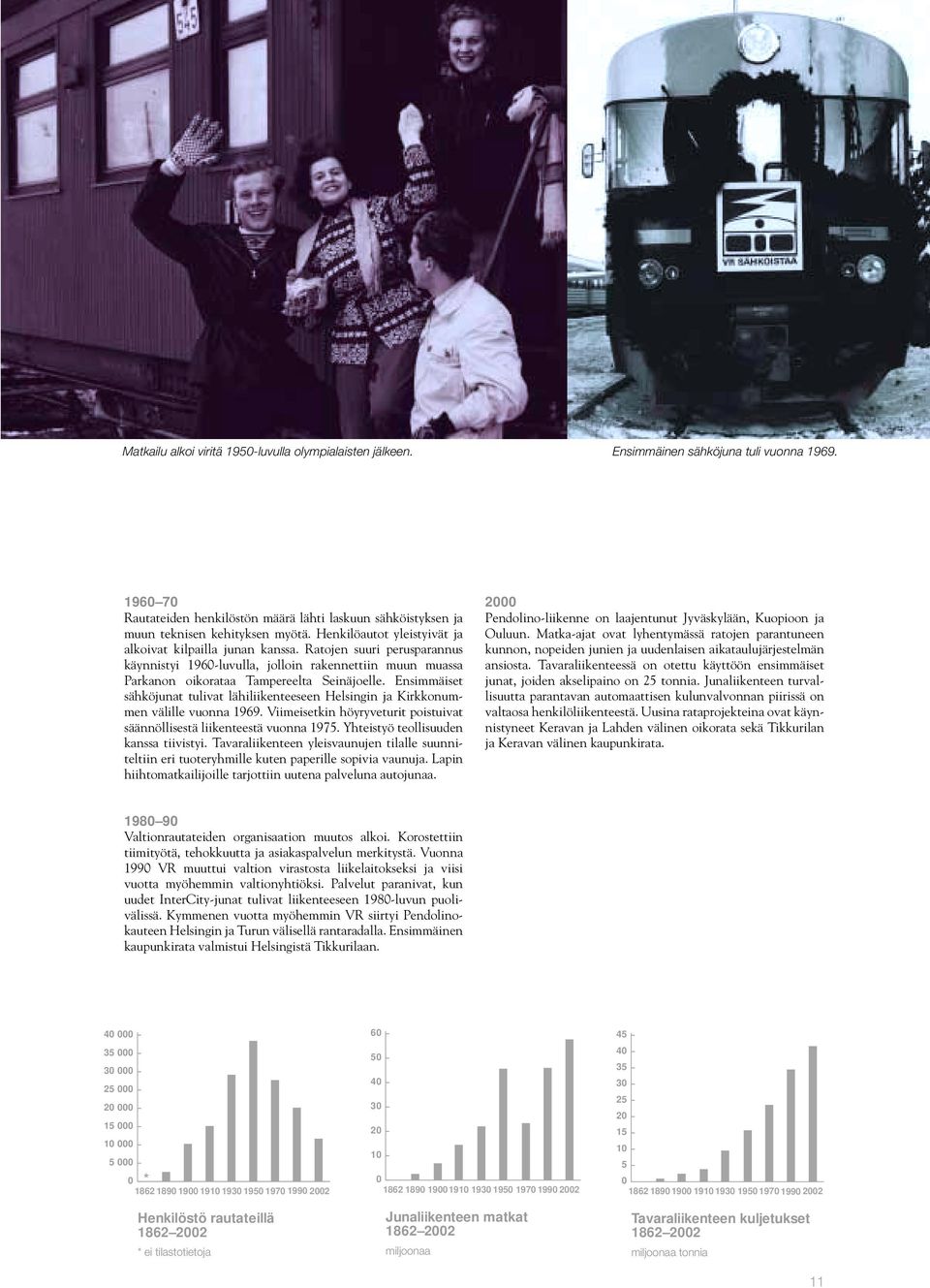 Ensimmäiset sähköjunat tulivat lähiliikenteeseen Helsingin ja Kirkkonummen välille vuonna 1969. Viimeisetkin höyryveturit poistuivat säännöllisestä liikenteestä vuonna 1975.
