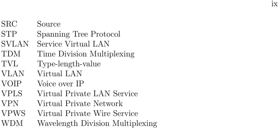 Type-length-value Virtual LAN Voice over IP Virtual Private LAN Service
