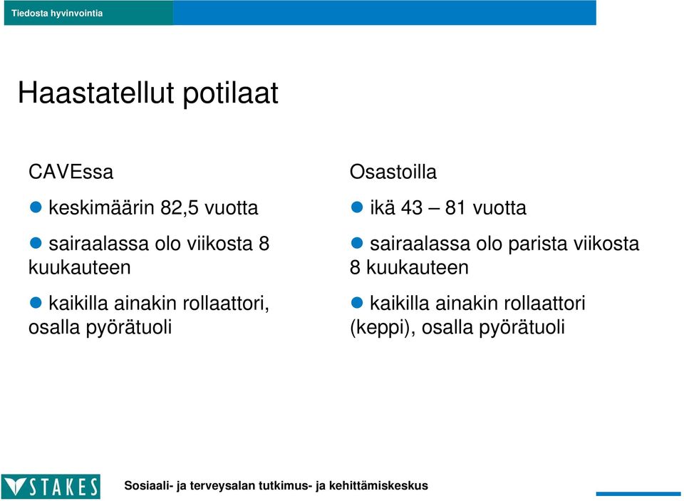 pyörätuoli Osastoilla ikä 43 81 vuotta sairaalassa olo parista