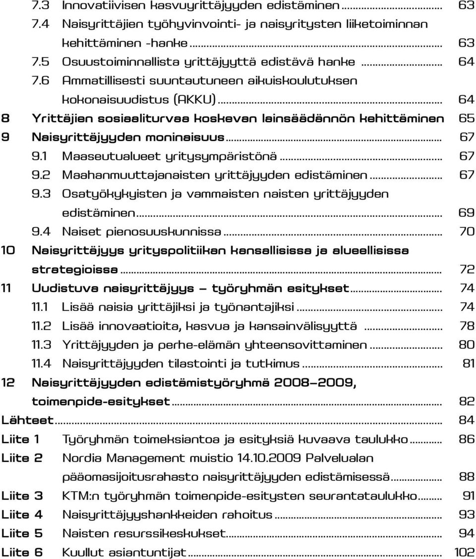 1 Maaseutualueet yritysympäristönä... 67 9.2 Maahanmuuttajanaisten yrittäjyyden edistäminen... 67 9.3 Osatyökykyisten ja vammaisten naisten yrittäjyyden edistäminen... 69 9.4 Naiset pienosuuskunnissa.