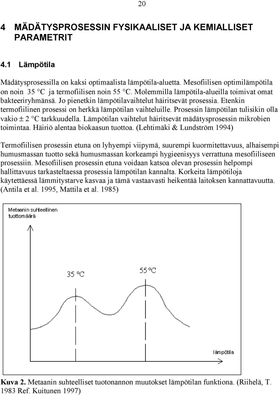 Etenkin termofiilinen prosessi on herkkä lämpötilan vaihteluille. Prosessin lämpötilan tulisikin olla vakio ± 2 C tarkkuudella. Lämpötilan vaihtelut häiritsevät mädätysprosessin mikrobien toimintaa.